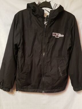 Vintage Black Hooded Windbreaker Jacket - See Measurements